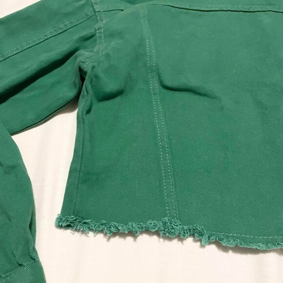 Bluenotes Crop Denim Jean Jacket Green Womens Size XS - Picture 14 of 16